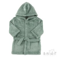 FBR305-SG: Sage Green Animal Embossed Hooded Robe (0-6 Months)